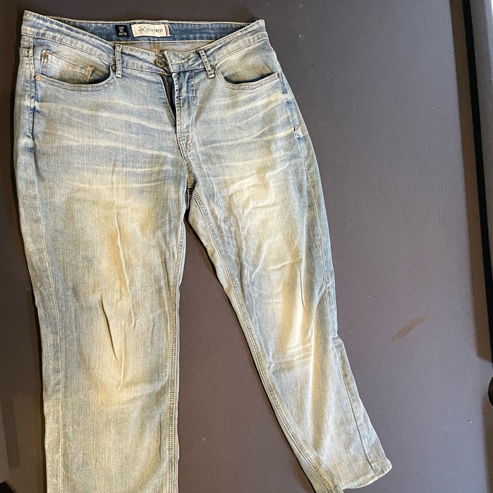Blue jeans - 34x32 distressed boot, cut men’s departwest.  VG used cond